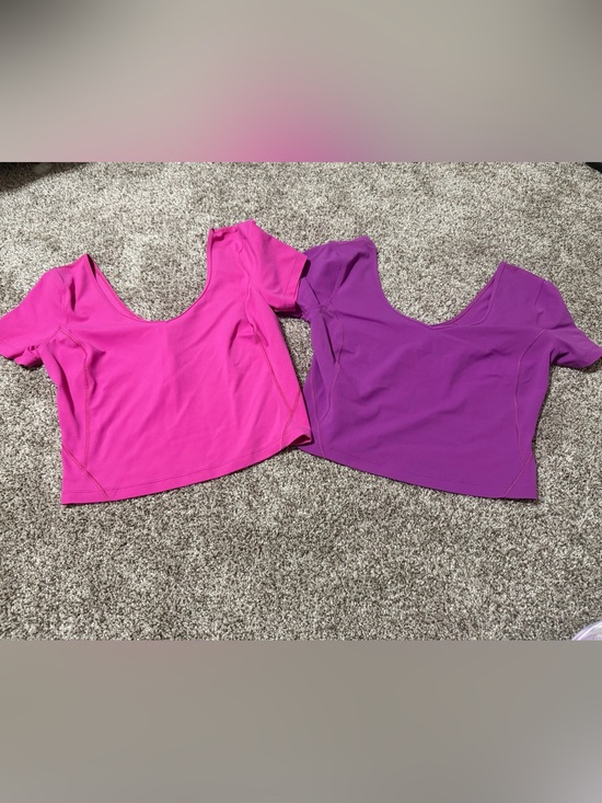 lululemon athletica Tops - lululemon athletica Pink & Purple Cropped Scoop Neck Tops